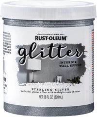 Rust-Oleum 360219 Glitter Interior Wall Paint, 28 Fl Oz (Pack of 1), Sterling Silver