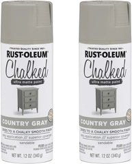 Rust-Oleum 302593-2PK Chalked Ultra Matte Spray Paint, 12 oz, Country Gray, 2 Pack