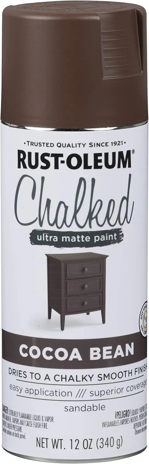 Rust-Oleum Cocoa Bean Chalked All-in-One Ultra Matte Spray Paint | One Coat Coverage | No Primer, Sanding, Or Topcoat Needed | Easy Spray Application | Made in USA | 12 OZ