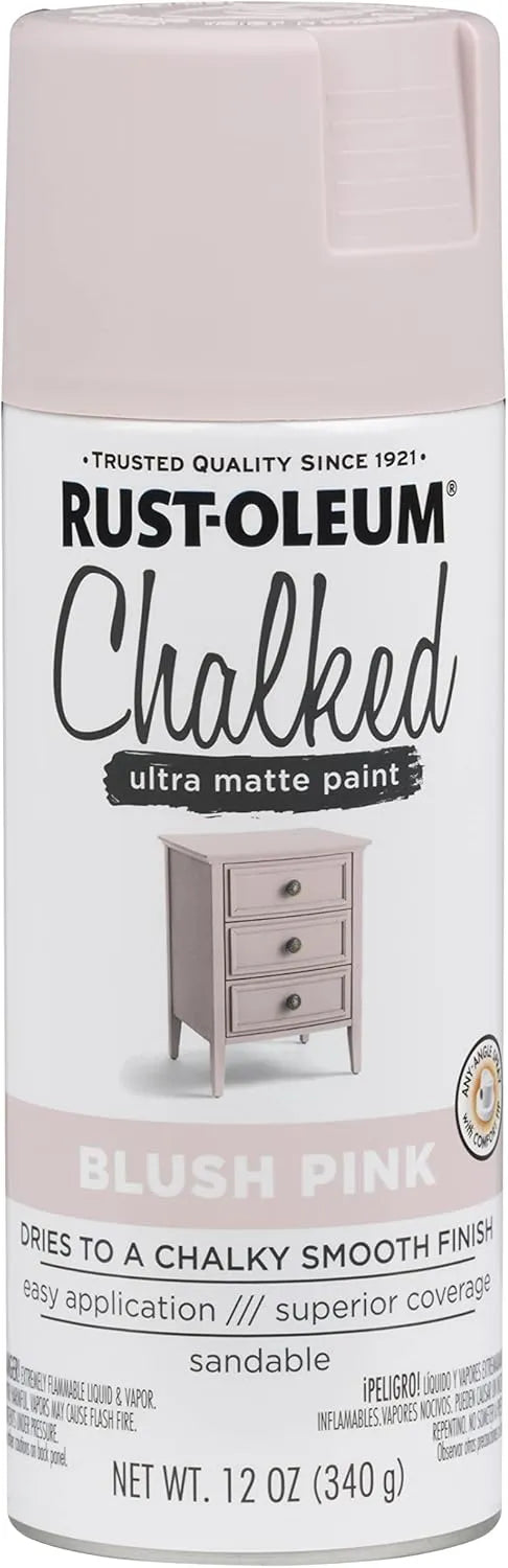 Rust-Oleum Blush Pink Chalked All-in-One Ultra Matte Spray Paint | One Coat Coverage | No Primer, Sanding, Or Topcoat Needed | Easy Spray Application | Made in USA | 12 OZ