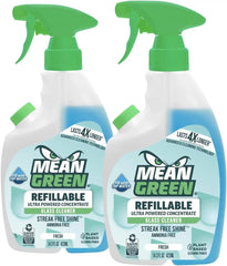 Mean Green Refillable Ultra Powered Glass Cleaner Concentrate, Fresh Scent, 14.3 fl oz (2-Pack) – Plant & Mineral Based, Streak-Free Shine, Refillable Bottle Makes 4X Refills