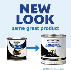 Rust-Oleum 267249 Painter's Touch Ultra Cover Premium Latex Brush Paint, Half Pint, Satin Canyon Black