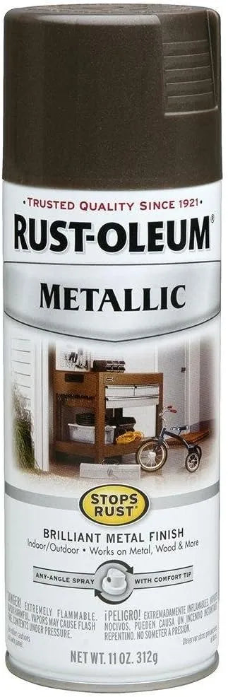 Rust-Oleum 7272830 Stops Rust Metallic Spray Paint, 11 oz, Dark Bronze