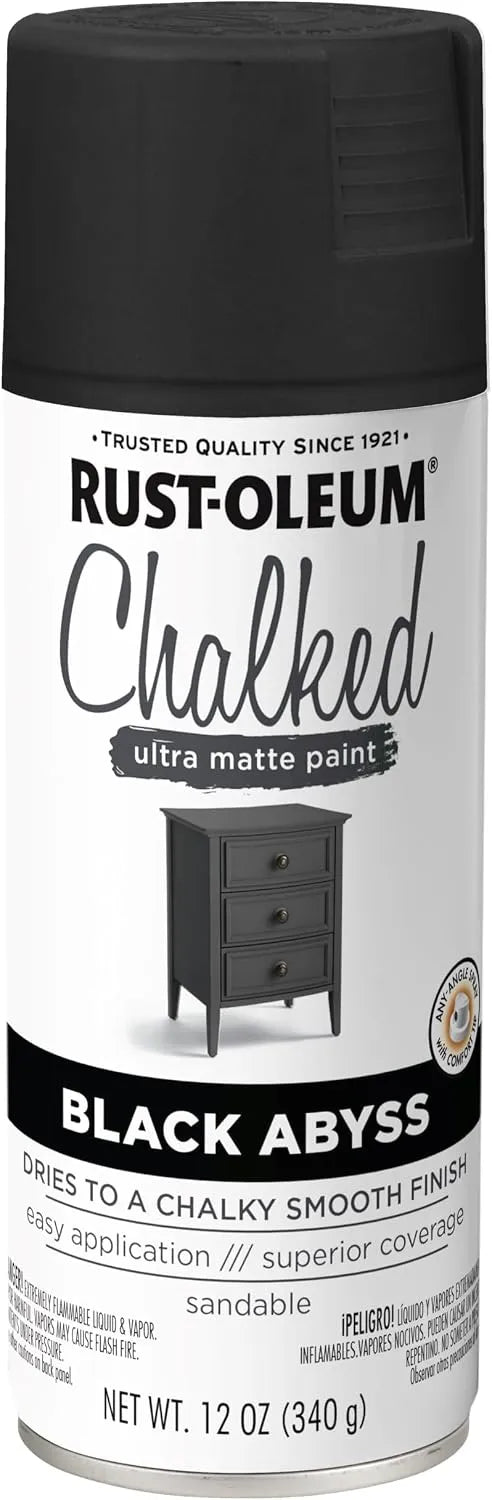 Rust-Oleum 392046 Chalked Ultra Matte Spray Paint, 12 oz, Black Abyss