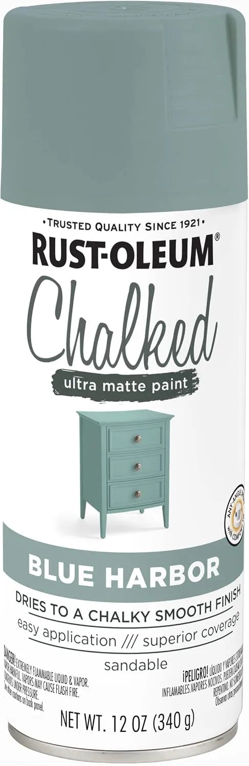 Rust-Oleum Harbor Blue Chalked All-in-One Ultra Matte Spray Paint | One Coat Coverage | No Primer, Sanding, Or Topcoat Needed | Easy Spray Application | Made in USA | 12 OZ