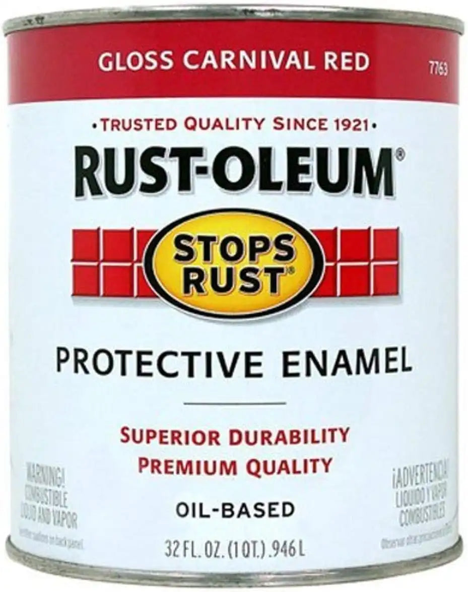 Rust-Oleum 7763502 Stops Rust Brush On Paint, Quart, Gloss Carnival Red, (Pack of 1)