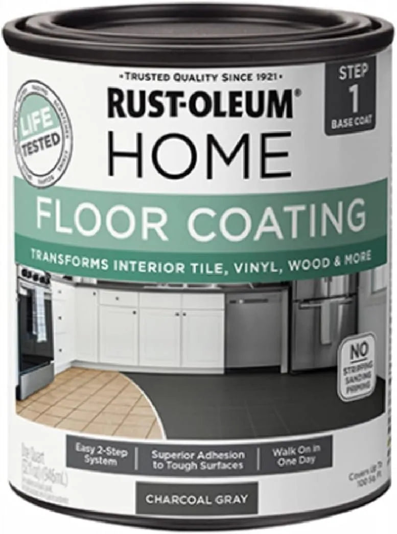 Rust-Oleum 365928 Charcoal Gray Home Home Floor Coating Premix Base Coat, 1 Qt