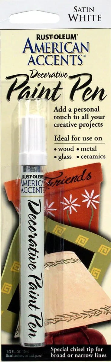Rust-Oleum 215153 American Accents Satin Decorative Paint Pen, White, 1/3-Ounce