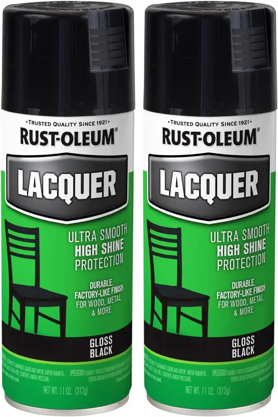Rust-Oleum 1905830 Specialty Lacquer Spray Paint, 11 Ounce, Black (Pack of 2)