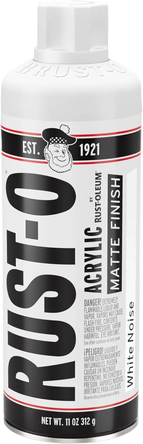 Rust-Oleum Rust-O Acrylic Spray Paint | Street Artist Spray Paint for Murals | Weather Resistant for Concrete, Wood, Brick and Other Surfaces | 11 Ounce | Matte White Noise