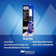 Miracle Sealants Miracle Grout Pen Recolors and Restores Grout Lines, White, 6 Pack