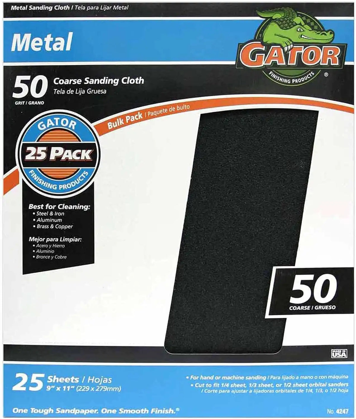 Ali Industries 4247 9 in. x 11 ft. Coarse 50 Grit Emery Cloth- 25 Count