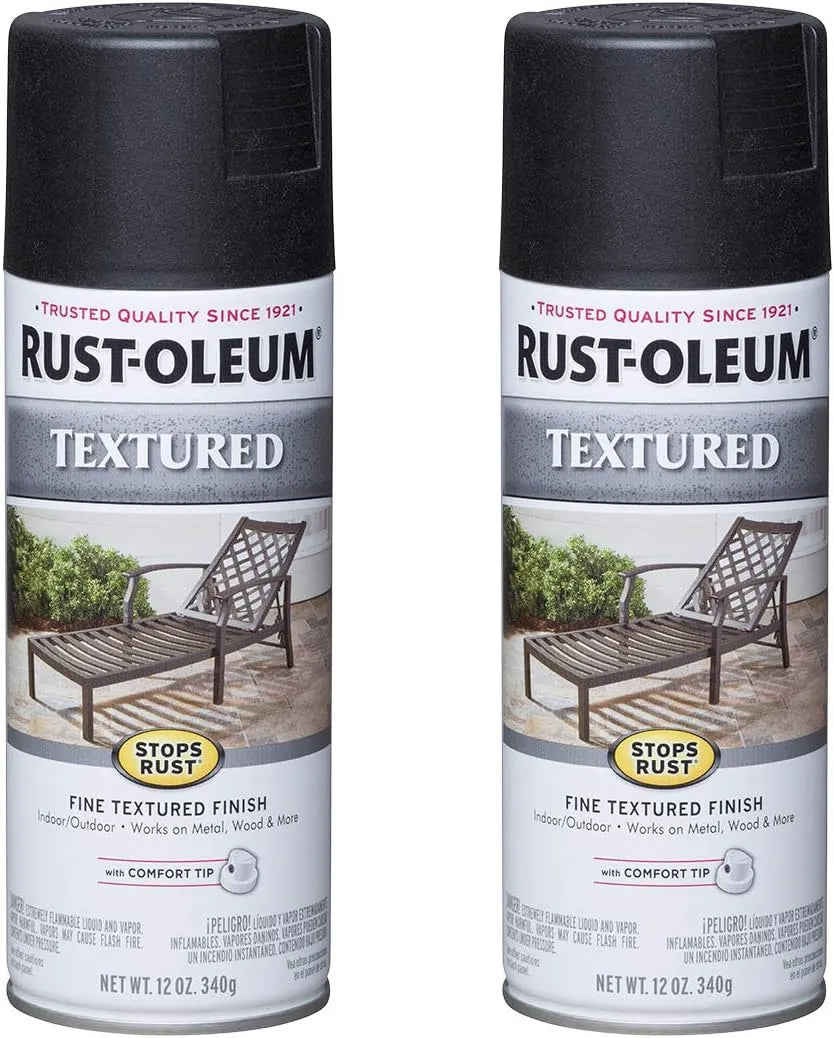 Rust-Oleum 7220830-2PK Stops Rust Textured Spray Paint, Black, 12 Ounce (Pack of 2)