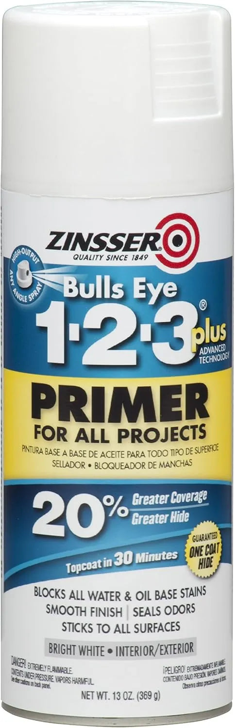 Zinsser 272479 Bulls Eye 1-2-3 Plus Spray Primer, 13 oz, White