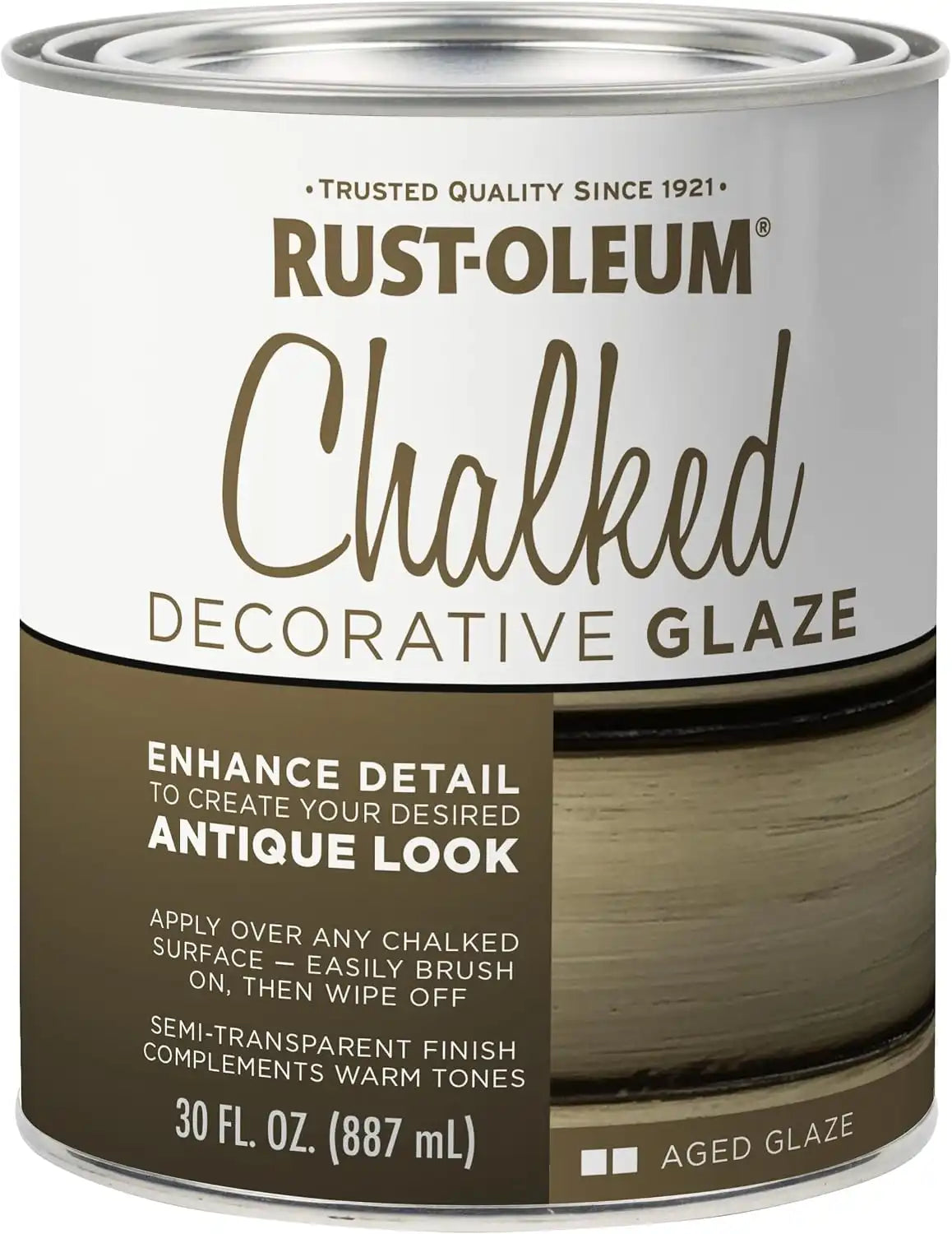 Rust-Oleum 315881 Chalked Decorative Glaze, Semi-Transparent Aged, 30 fl. oz. Packaging May Vary
