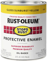Rust-Oleum 7747502 Stops Rust Brush On Paint, Quart, Gloss Sunburst Yellow, (Pack of 1)