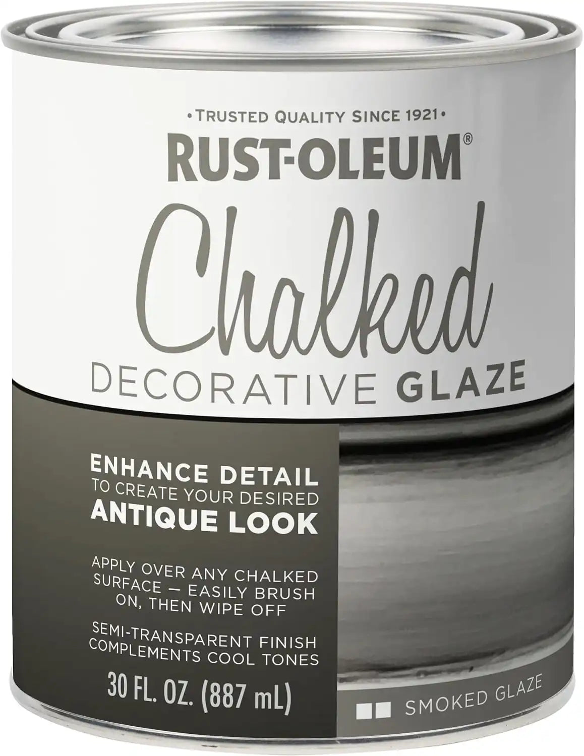 Rust-Oleum 315883 Chalked Decorative Glaze, 30 oz, Semi-Transparent Smoked
