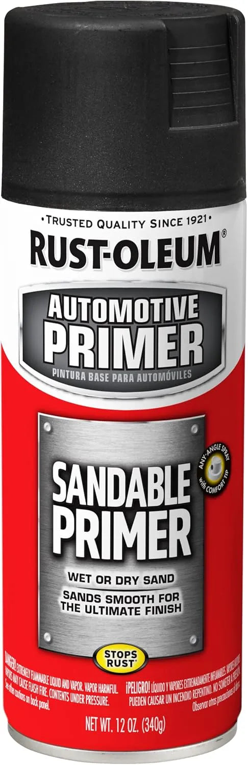 Rust-Oleum 249418 Automotive Sandable Primer Spray, 12 oz, Black