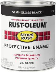 Rust-Oleum 7798502 Stops Rust Brush On Paint, Quart, Semi-Gloss Black