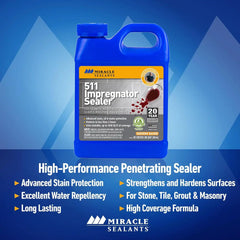 Miracle Sealants 511 Impregnator Advanced Penetrating Sealer for Countertops, Stone, Tile & Grout, Gallon