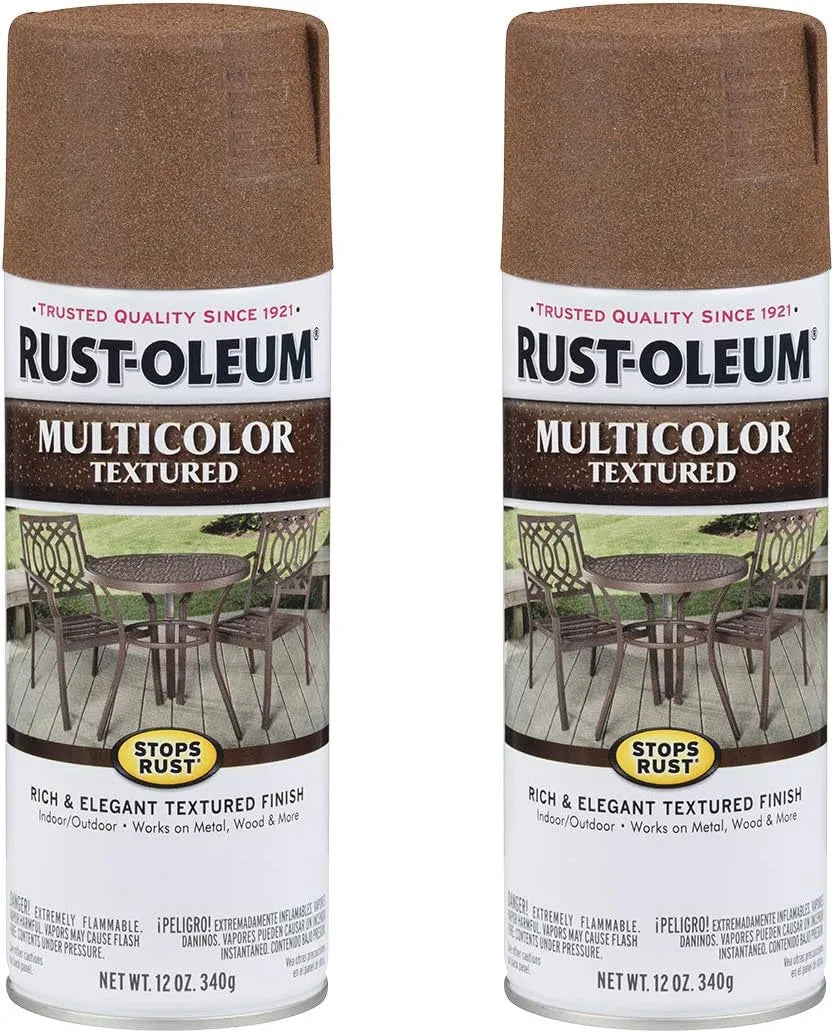 Rust-Oleum 239122-2PK Stops Rust Multi-Color Textured Spray Paint, 12 oz, Rustic Umber, 2 Pack