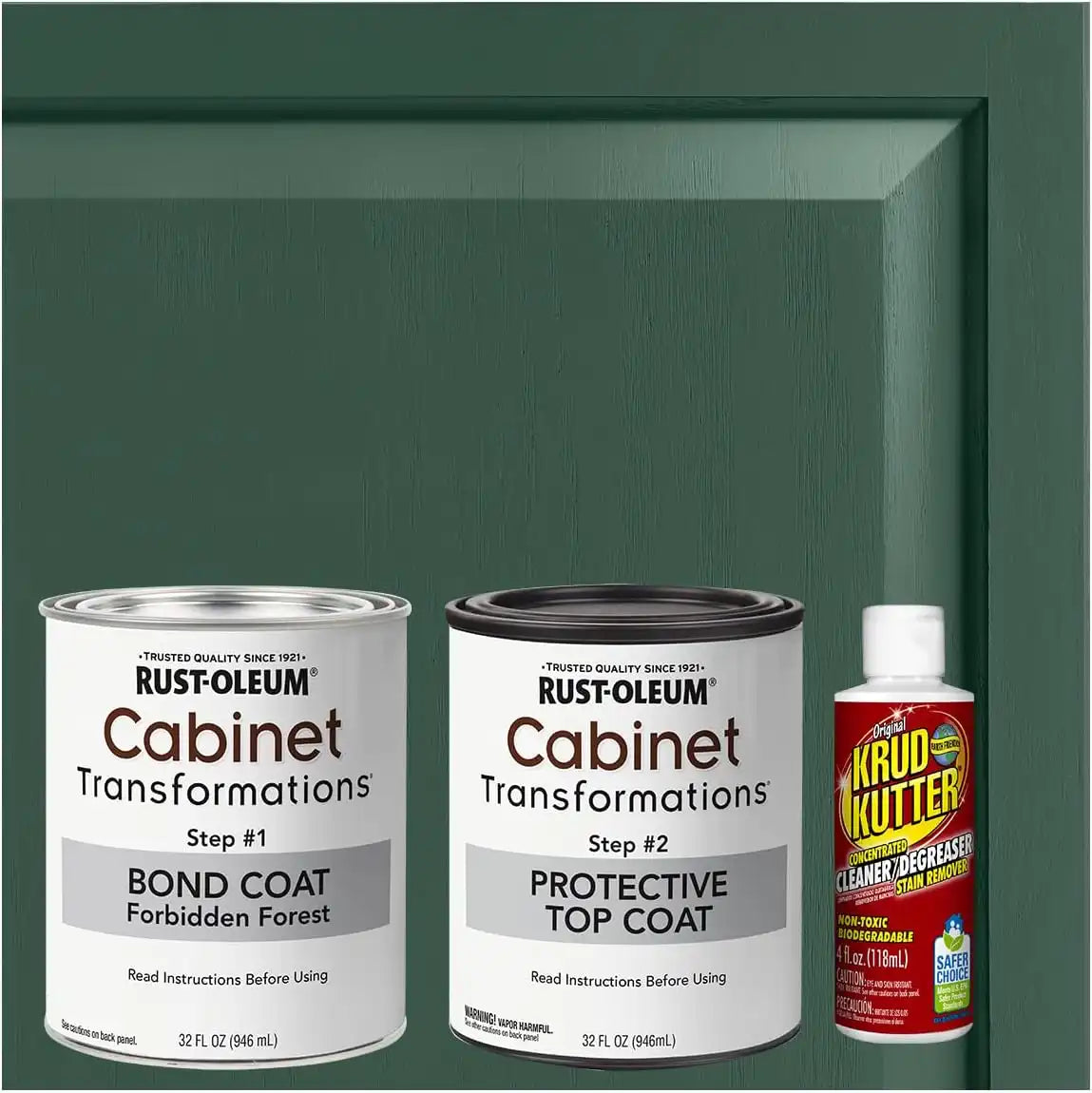 Rust-Oleum 393607 Cabinet Transformations Complete Coating Kit, Quart, Satin Forbidden Forest