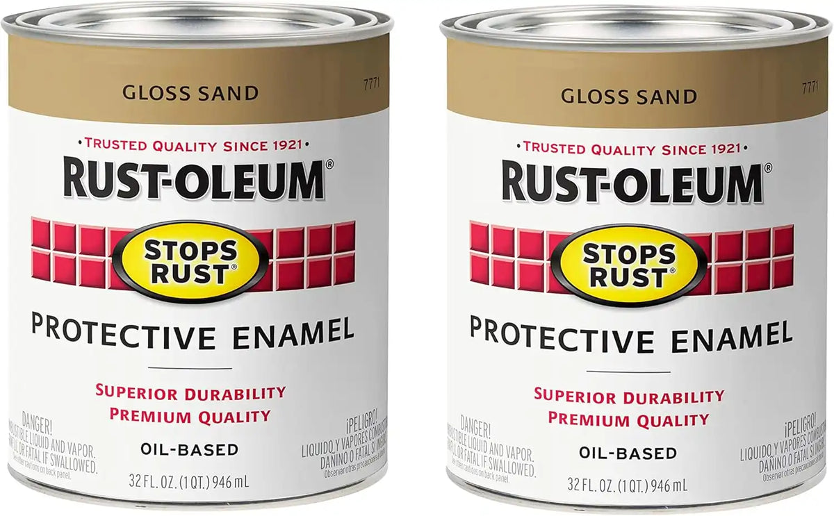 Rust-Oleum 7771502-2PK Stops Rust Brush On Paint, Quart, Gloss Sand, (Pack of 2)