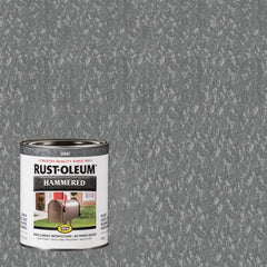 Rust-Oleum 7214502-2PK Stops Rust Hammered Finish Paint, Quart, Gray, 2 Pack