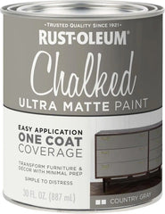 Rust-Oleum Country Gray Chalked All-in-One Ultra Matte Paint | One Coat Coverage | No Primer, Sanding, Or Topcoat Needed | Easy Clean Up | Made in USA | 30 OZ