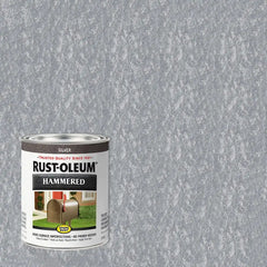 Rust-Oleum 7213502-2PK Stops Rust Hammered Finish Paint, Quart, Silver, (Pack of 2)