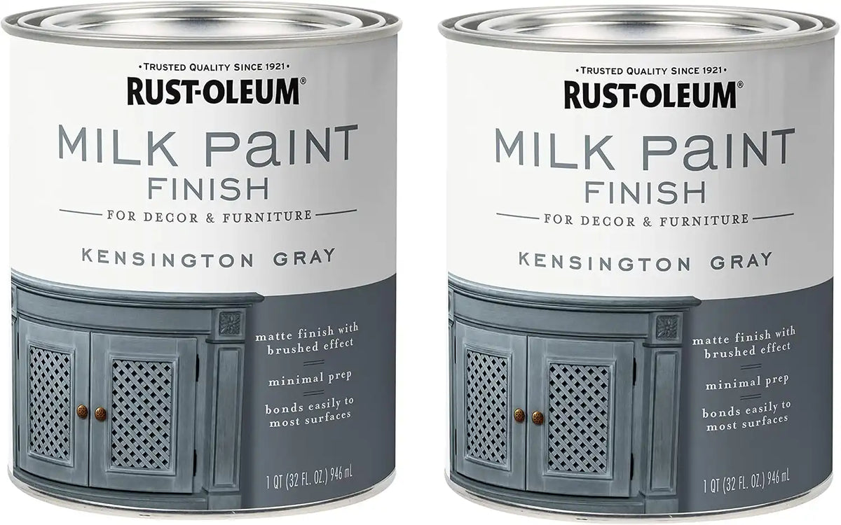 Rust-Oleum 331053-2PK Milk Paint Finish, Quart, Kensington Gray, 2 Pack