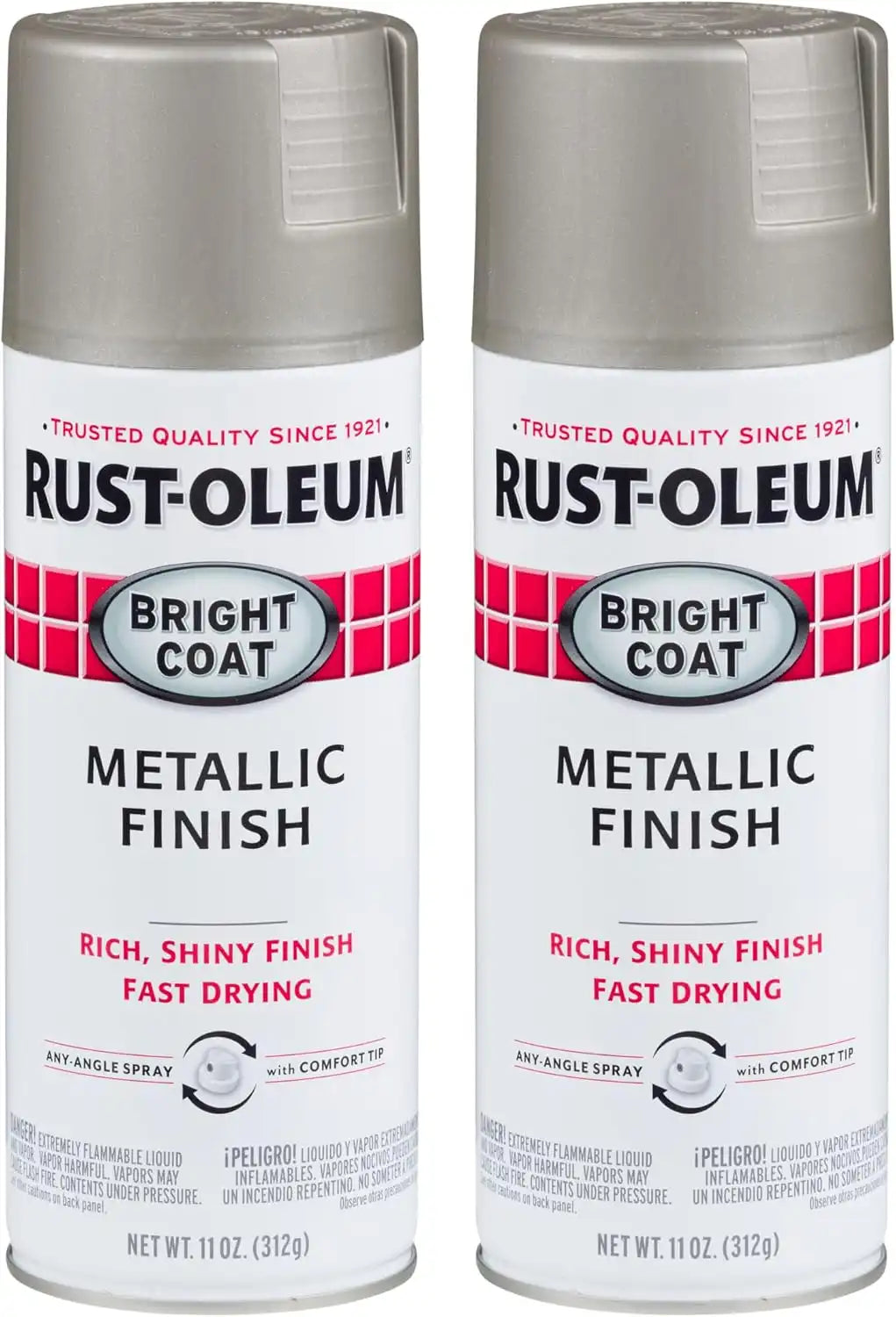 Rust-Oleum 7715830 Stops Rust Bright Coat Metallic Spray Paint, 11 Oz, Aluminum, 2 Pack