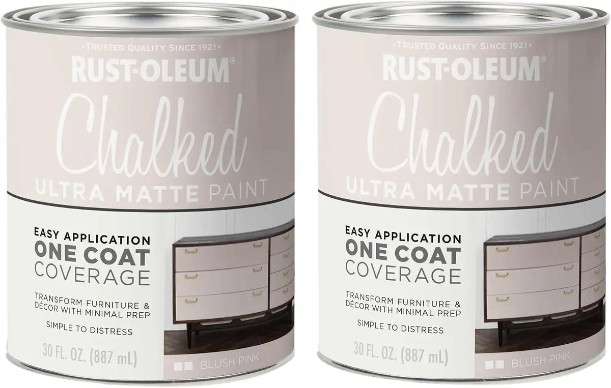 Rust-Oleum Blush Pink Chalked All-in-One Ultra Matte Paint | One Coat Coverage | No Primer, Sanding, Or Topcoat Needed | Easy Clean Up | Made in USA | 30 OZ | 2 Pack