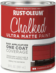 Rust-Oleum Farmhouse Red Chalked All-in-One Ultra Matte Paint | One Coat Coverage | No Primer, Sanding, Or Topcoat Needed | Easy Clean Up | Made in USA | 30 OZ