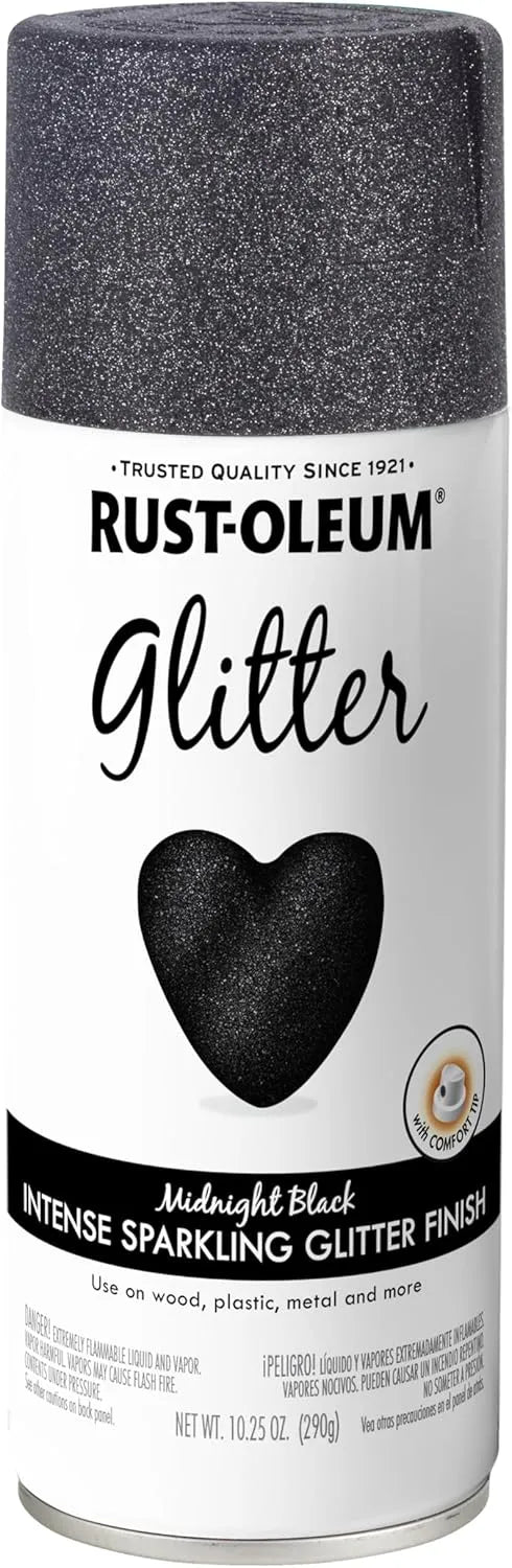 Rust-Oleum 299424 Specialty Glitter Spray Paint, 10.25 Oz, Midnight Black