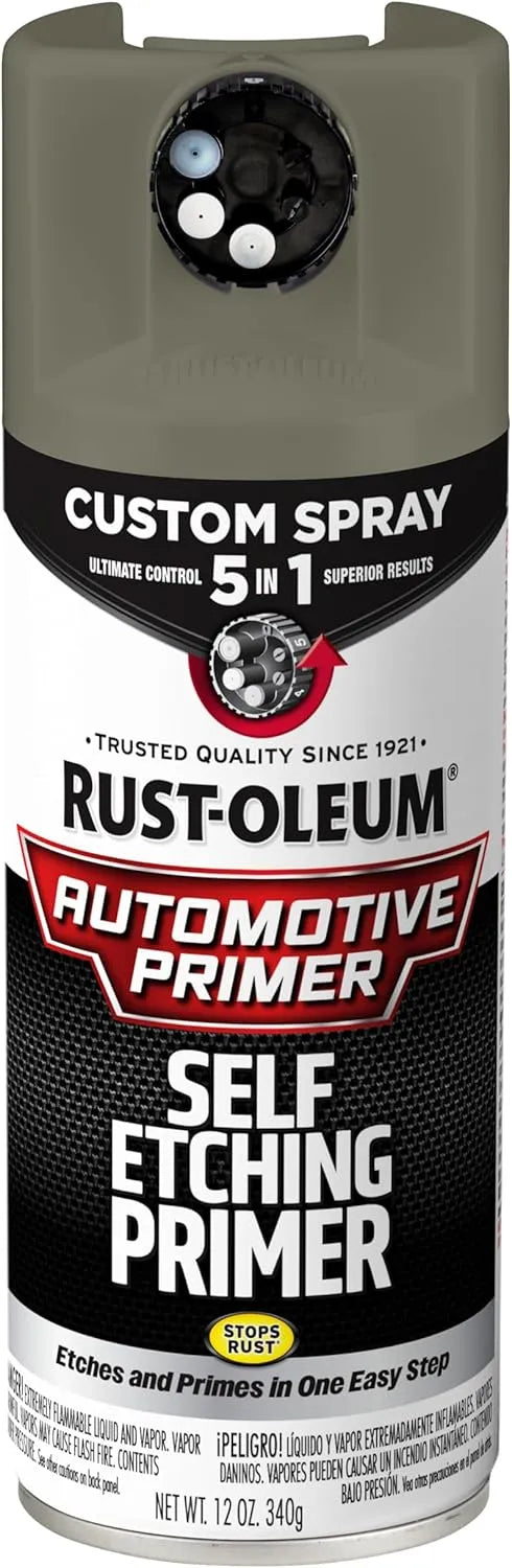 Rust-Oleum Automotive Self Etching Primer Custom Spray 5-in-1, 12 oz, Matte Dark Green