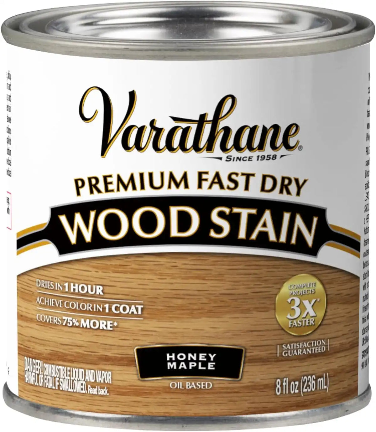 Varathane Premium Fast Dry Wood Stain | 1 Hour Dry Time | 1 Coat Color | Interior Wood Stain | Furniture, Cabinets, Doors, Trim | Half Pint | Honey Maple