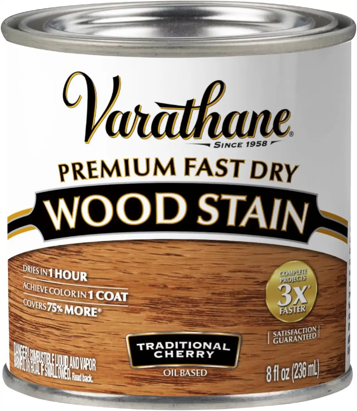 Varathane Premium Fast Dry Wood Stain | 1 Hour Dry Time | 1 Coat Color | Interior Wood Stain | Furniture, Cabinets, Doors, Trim | Half Pint | Traditional Cherry