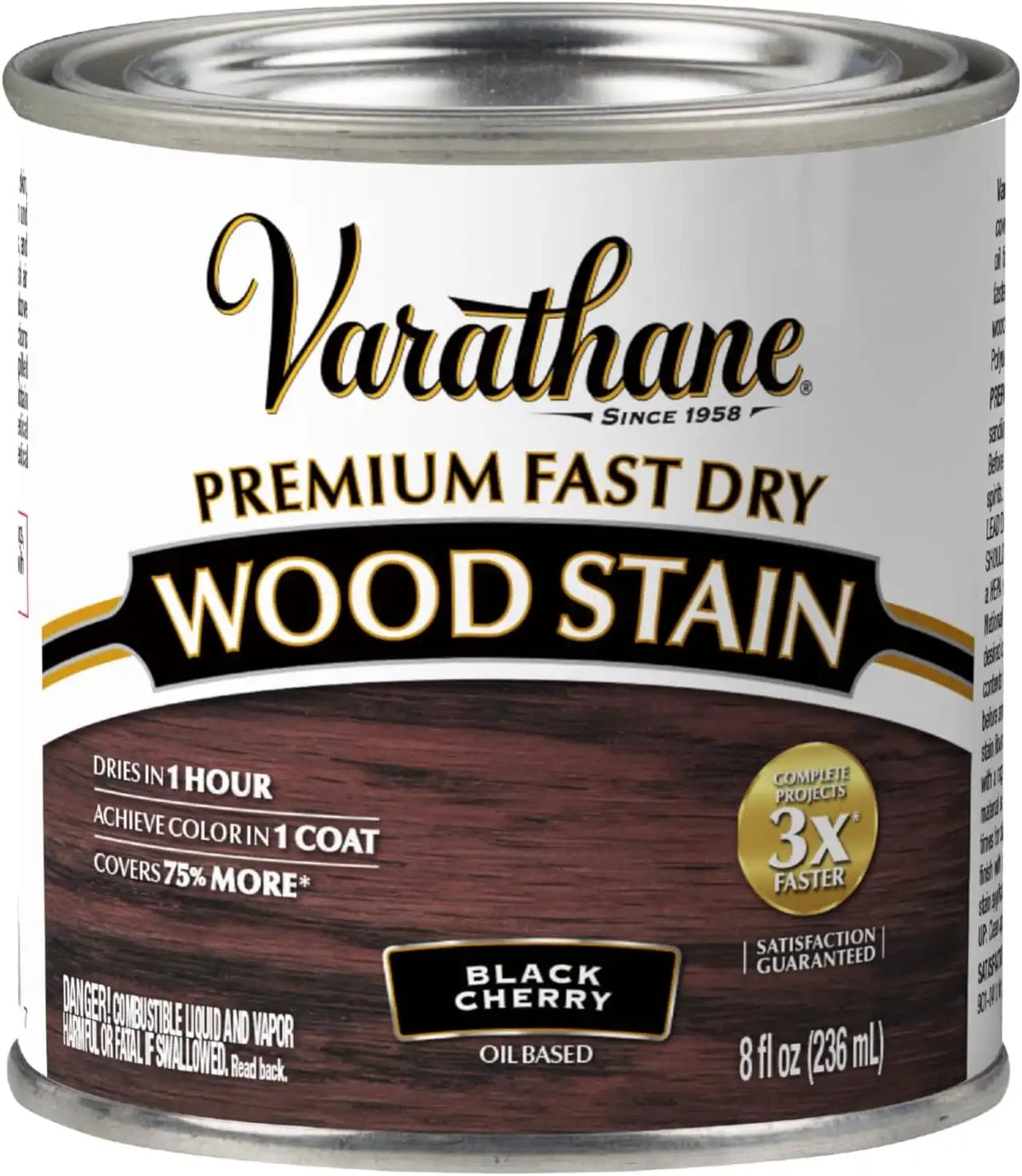 Varathane Premium Fast Dry Wood Stain | 1 Hour Dry Time | 1 Coat Color | Interior Wood Stain | Furniture, Cabinets, Doors, Trim | Half Pint | Black Cherry
