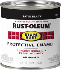 Rust-Oleum 7777730 Stops Rust Brush On Paint, Half Pint, Satin Black