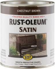 Rust-Oleum 7774502 Stops Rust Brush On Paint, Quart, Satin Chestnut Brown