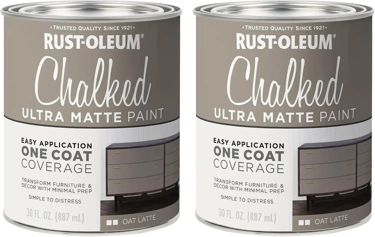 Rust-Oleum Oat Latte Chalked All-in-One Ultra Matte Paint | One Coat Coverage | No Primer, Sanding, Or Topcoat Needed | Easy Clean Up | Made in USA | 30 OZ | 2 Pack