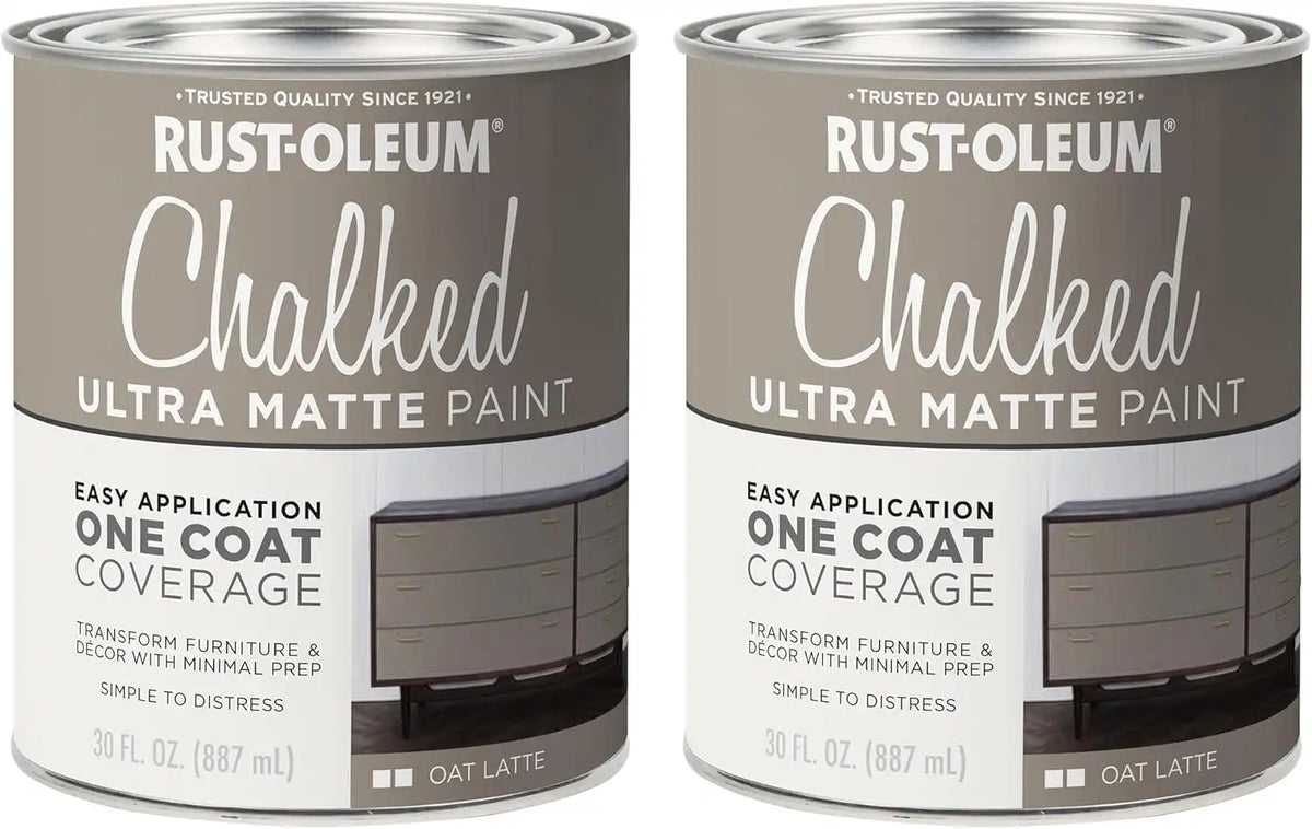 Rust-Oleum Oat Latte Chalked All-in-One Ultra Matte Paint | One Coat Coverage | No Primer, Sanding, Or Topcoat Needed | Easy Clean Up | Made in USA | 30 OZ | 2 Pack