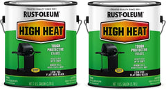 Rust-Oleum 237543-2PK High Heat Brush Protective Enamel Paint, Gallon, Low VOC Flat BBQ Black, 2 Pack