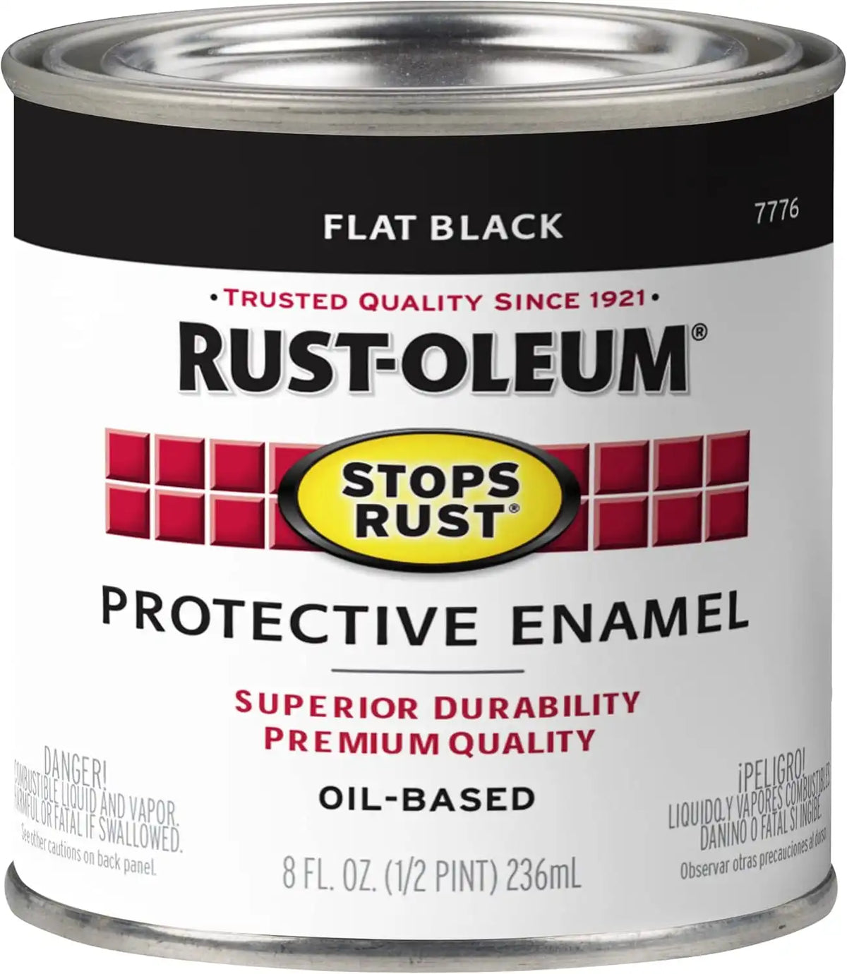 Rust-Oleum 7776730 Stops Rust Brush On Paint, Half Pint, Flat Black