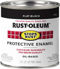 Rust-Oleum 7776730 Stops Rust Brush On Paint, Half Pint, Flat Black