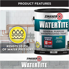 Zinsser 369381-2PK WaterTite General Purpose Waterproofing Paint, Gallon, White, 2 Pack