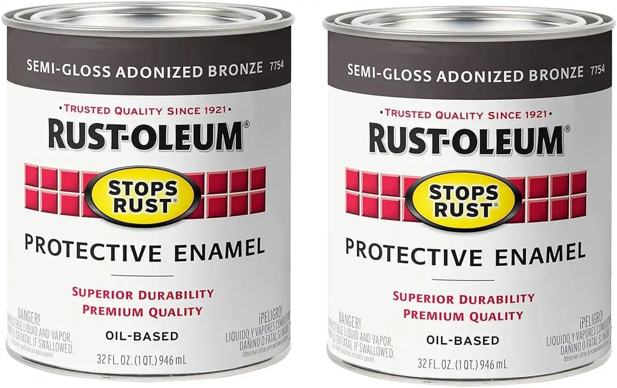 Rust-Oleum 7754502-2PK Stops Rust Brush On Paint, Quart, Semi-Gloss Anodized Bronze, 2 Pack
