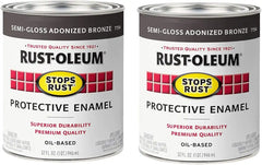 Rust-Oleum 7754502-2PK Stops Rust Brush On Paint, Quart, Semi-Gloss Anodized Bronze, 2 Pack
