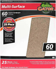 Gator 9" x 11" Multi-Surface Sanding Sheets, 60 Grit, 25 Pack